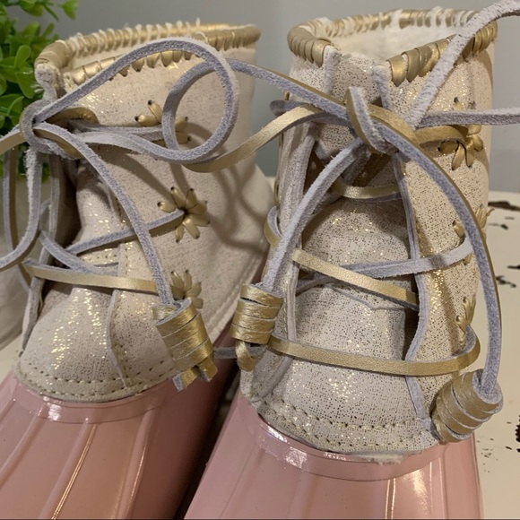 Jack Rodgers | Chole Rain Boots, Short Metallic Gold & Blush - Picture 4 of 12